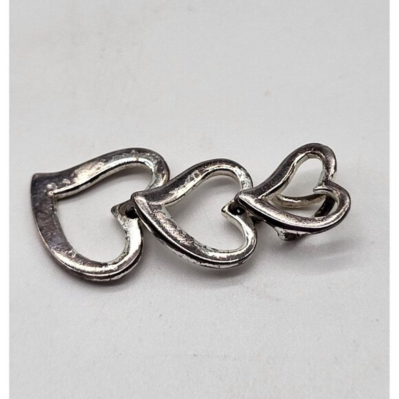 VTG Sterling SIlver 925 Linked Hearts Drop Pendant SU 925 TH Love - Picture 3 of 8